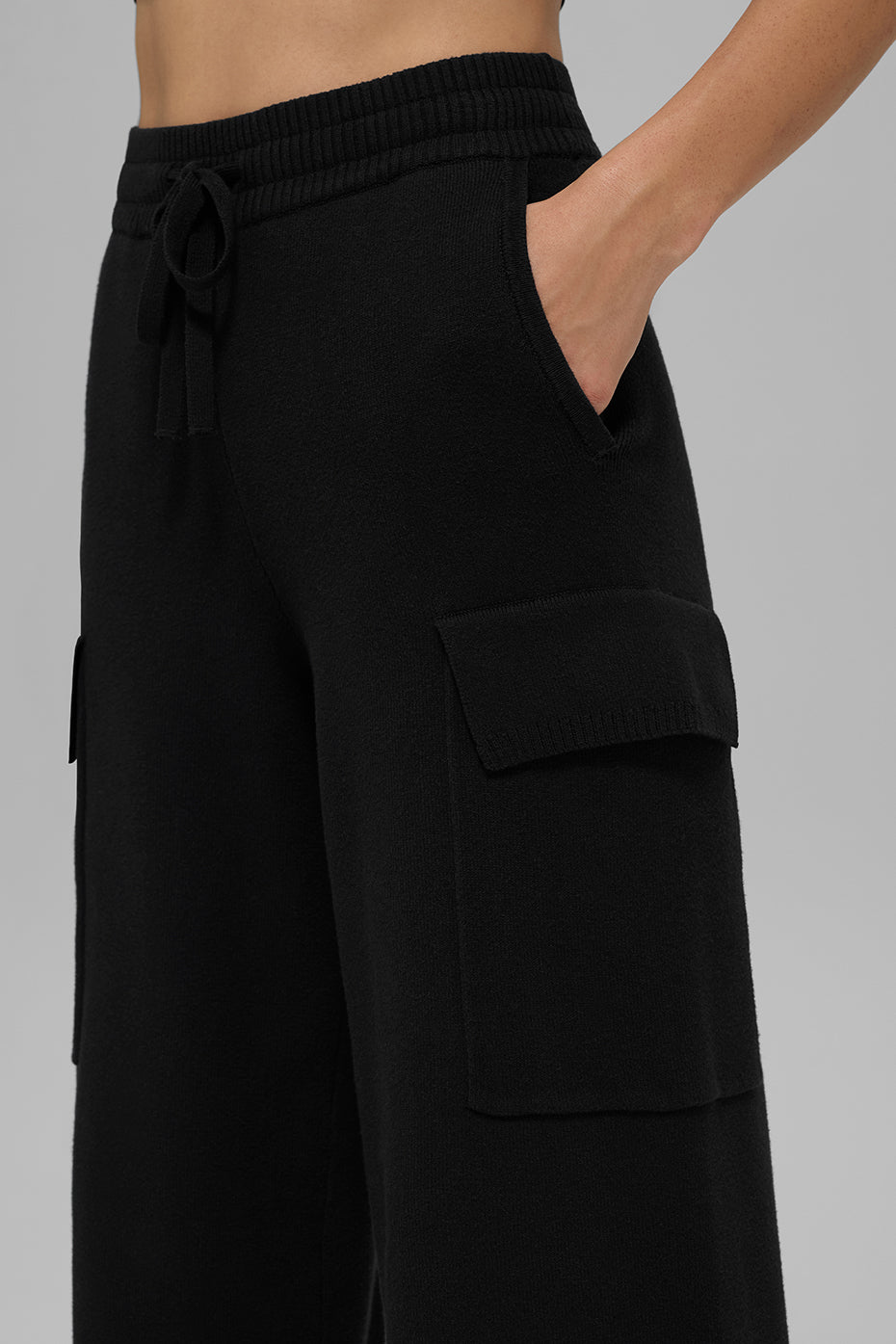 Scholar Knit High-Waist Cargo Pant - Black - Image 4