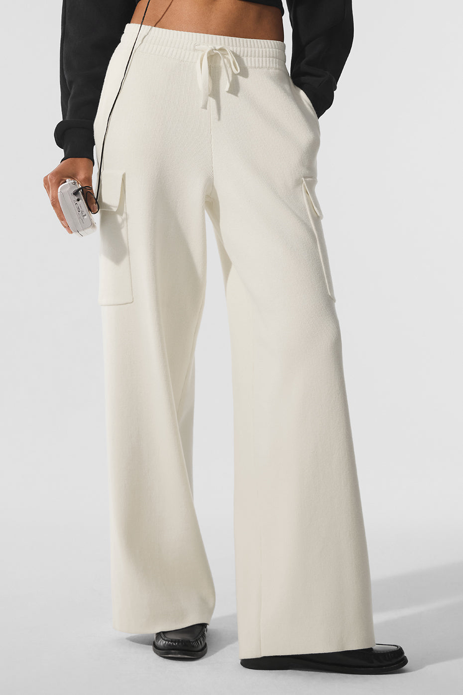 Scholar Knit High-Waist Cargo Pant - Ivory
