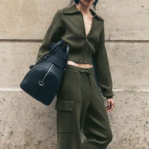 Scholar Knit High-Waist Cargo Pant - Green Olive