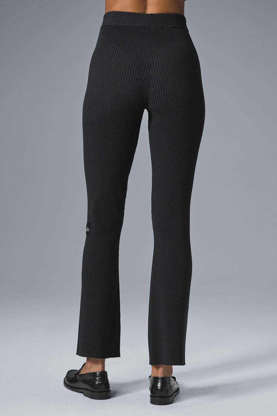 Denim Knit High-Waist Flare Pant - Black/Anthracite - Image 3