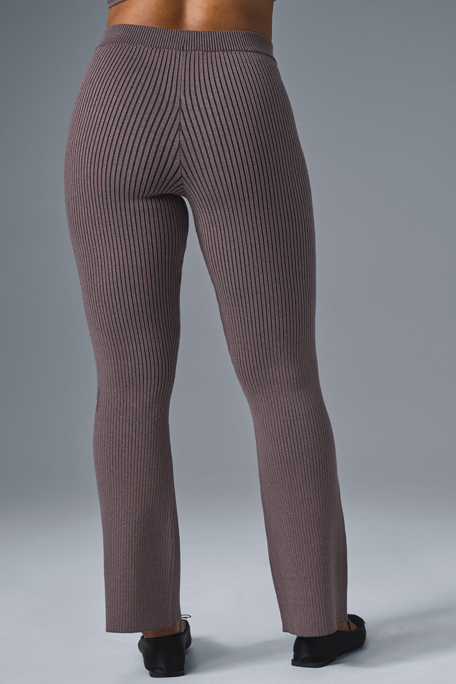 Denim Knit High-Waist Flare Pant - Raisinette/Black - Image 3