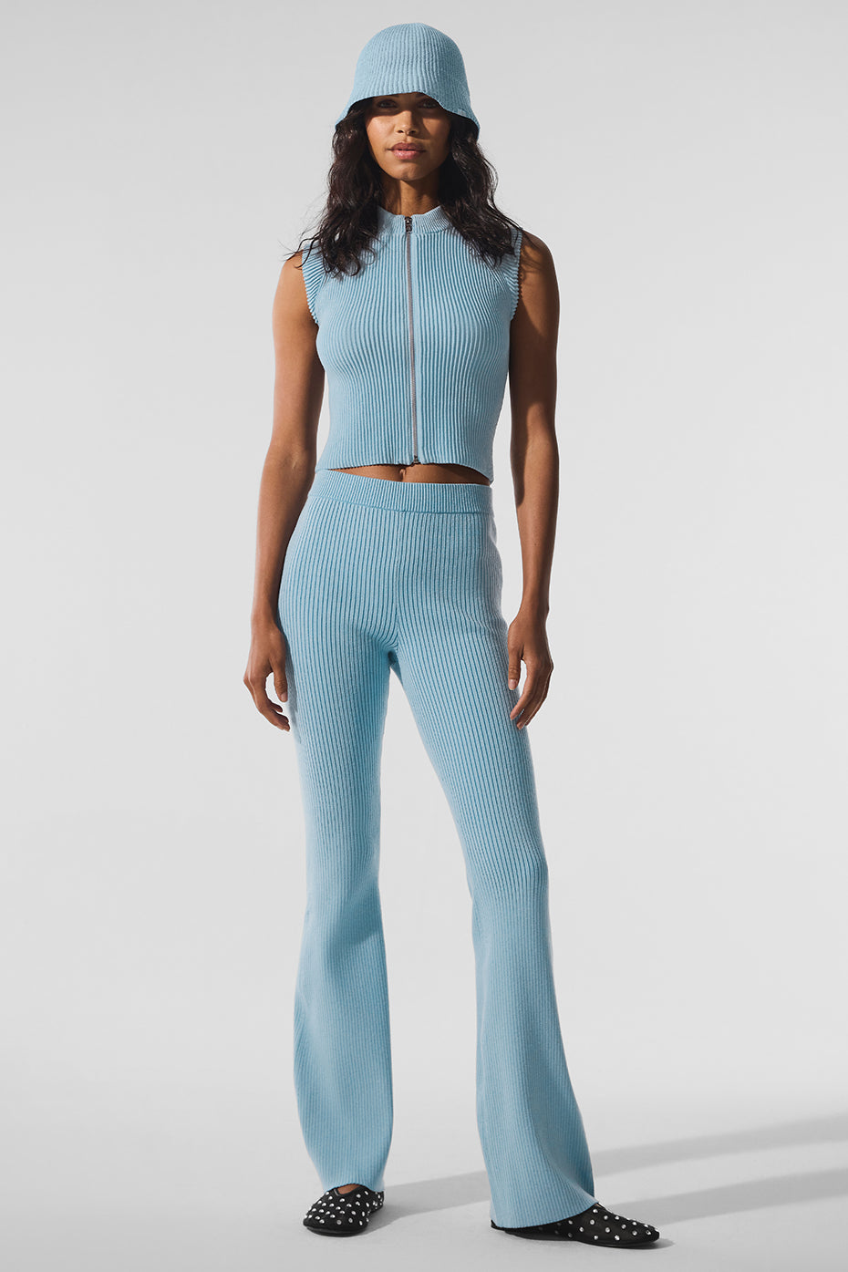 Denim Knit High-Waist Flare Pant - Celestial Blue/Dark Celestial Blue - Image 4