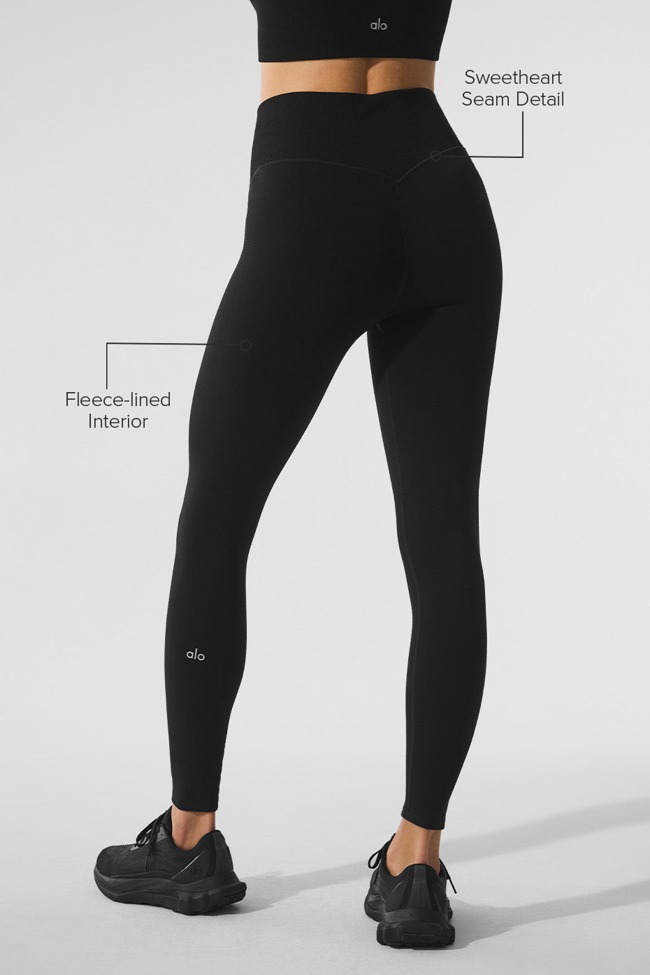 Seamless Winter Warm Plush High-Waist 7/8 Legging - Black - Image 2
