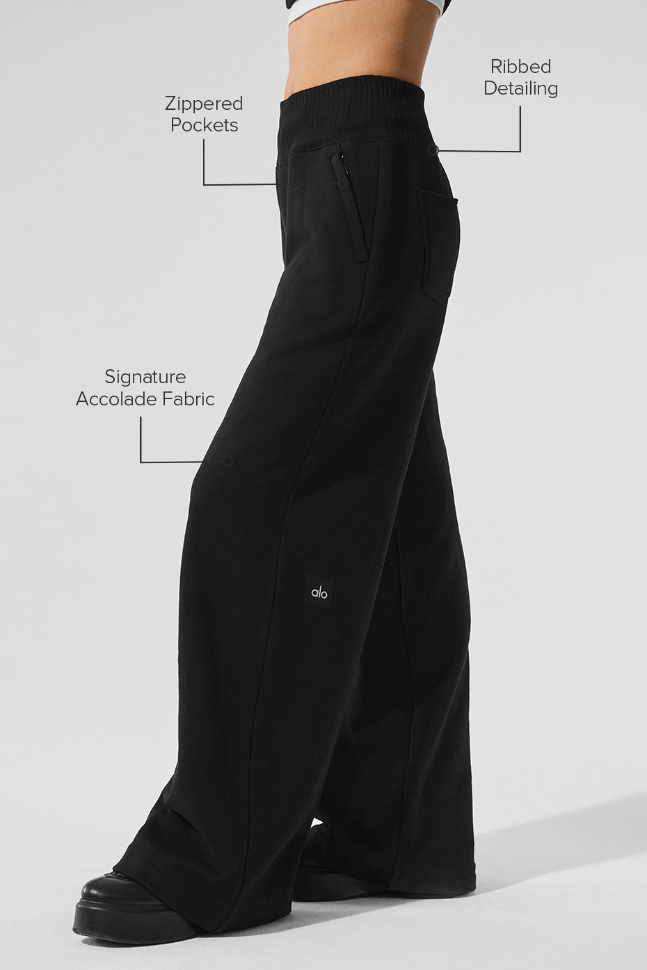 Serenity Wide Leg Sweatpant - Black - Image 2