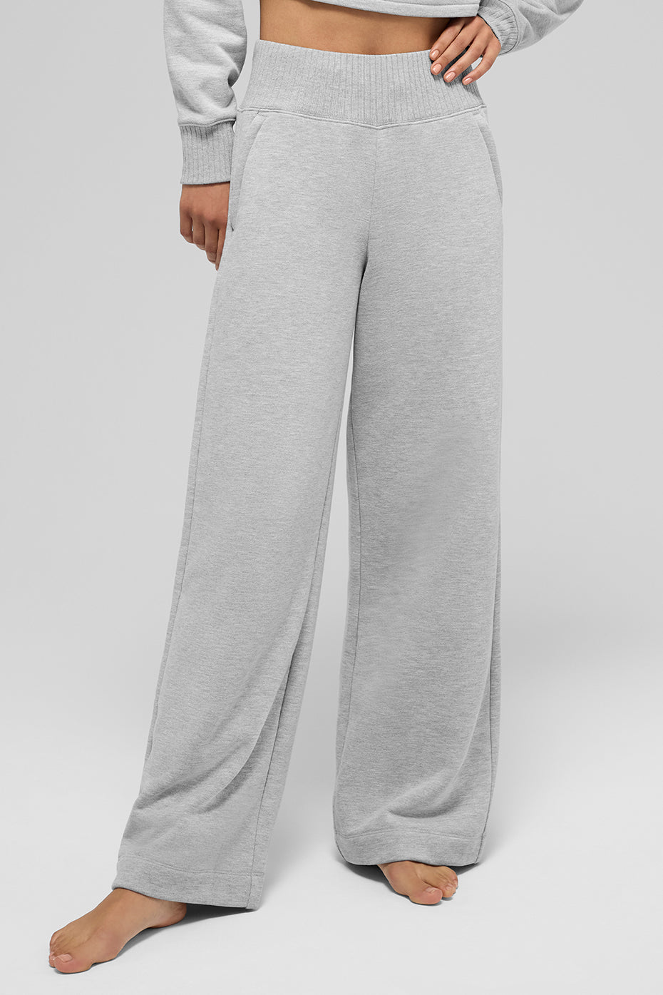 Serenity Wide Leg Sweatpant - Athletic Heather Grey - Image 3