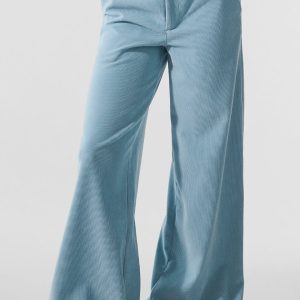Micro Corduroy Mid-Rise Dreamer Wide Leg Trouser - Celestial Blue