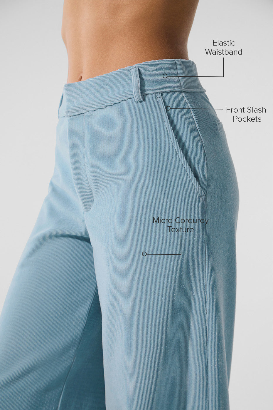 Micro Corduroy Mid-Rise Dreamer Wide Leg Trouser - Celestial Blue - Image 2