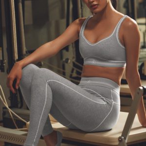 Alosoft High-Waist Heart Throb Legging - Athletic Heather Grey/White
