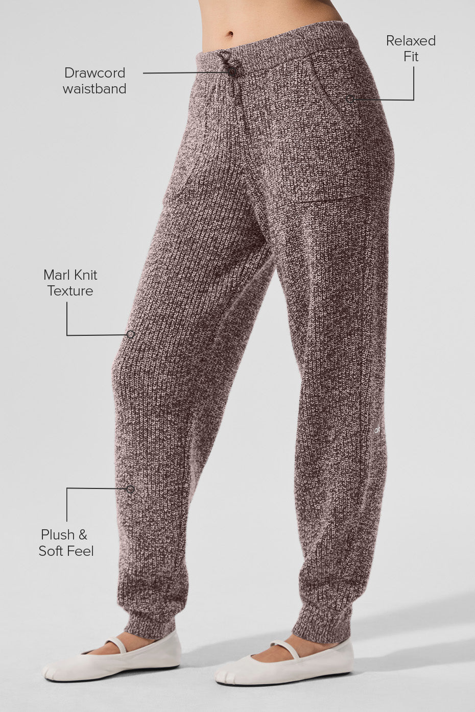 Marl Sweater Pant - Mushroom Marl - Image 2