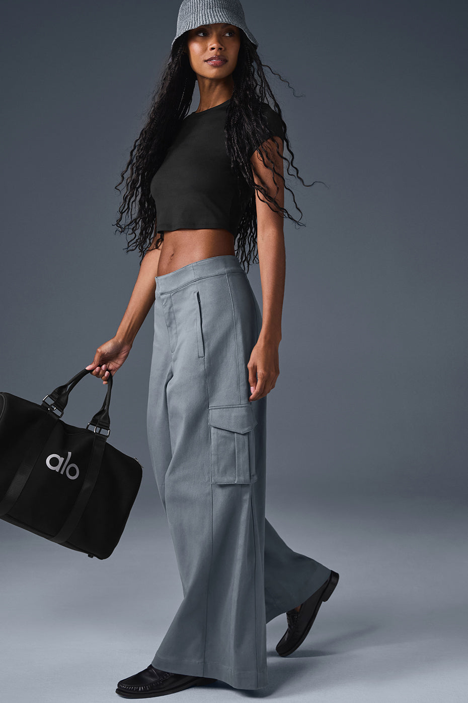 Show Off Cargo Wide Leg Trouser (Regular) - Steel Grey - Image 2