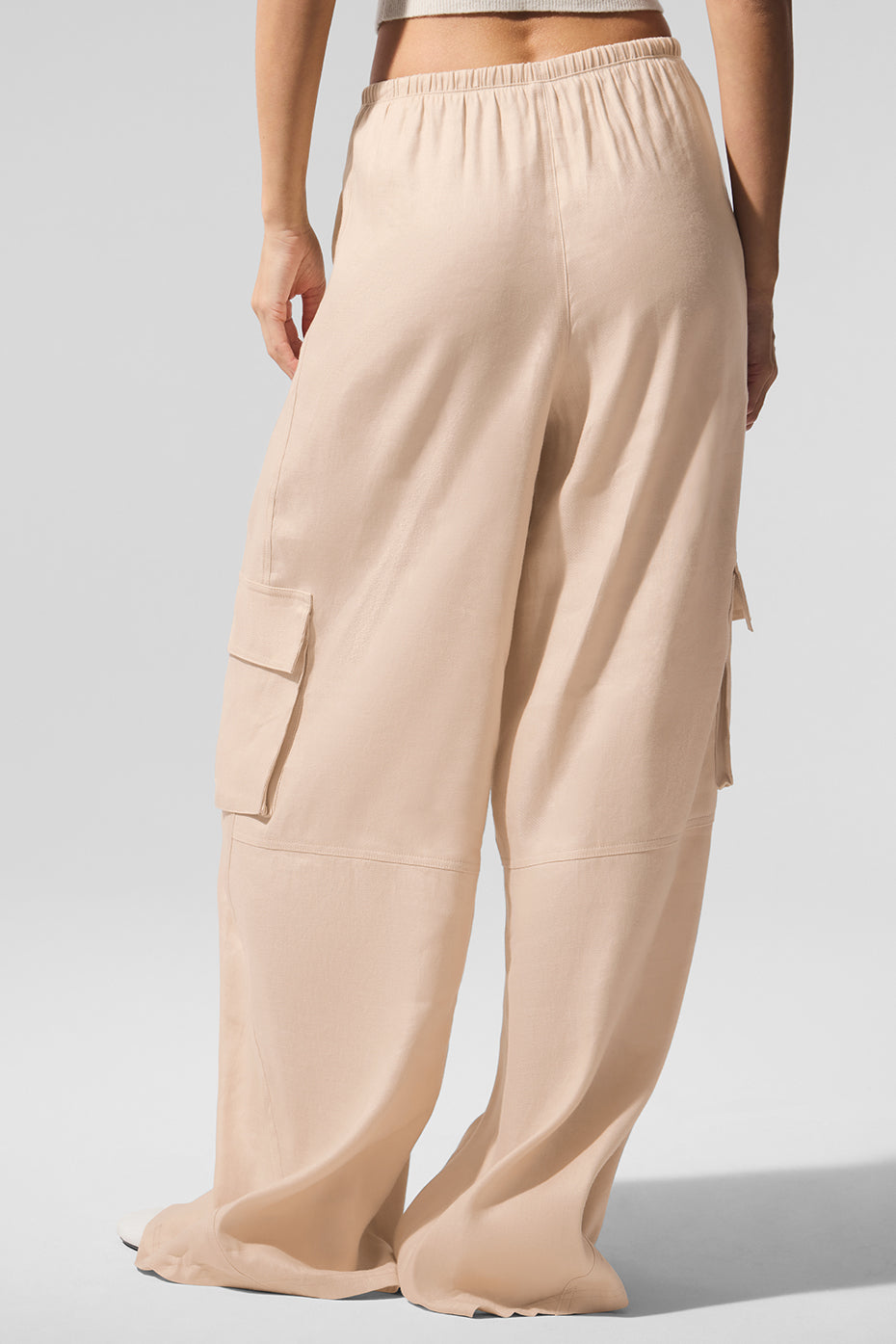 Linen Getaway Cargo Wide Leg Pant - Macadamia - Image 4