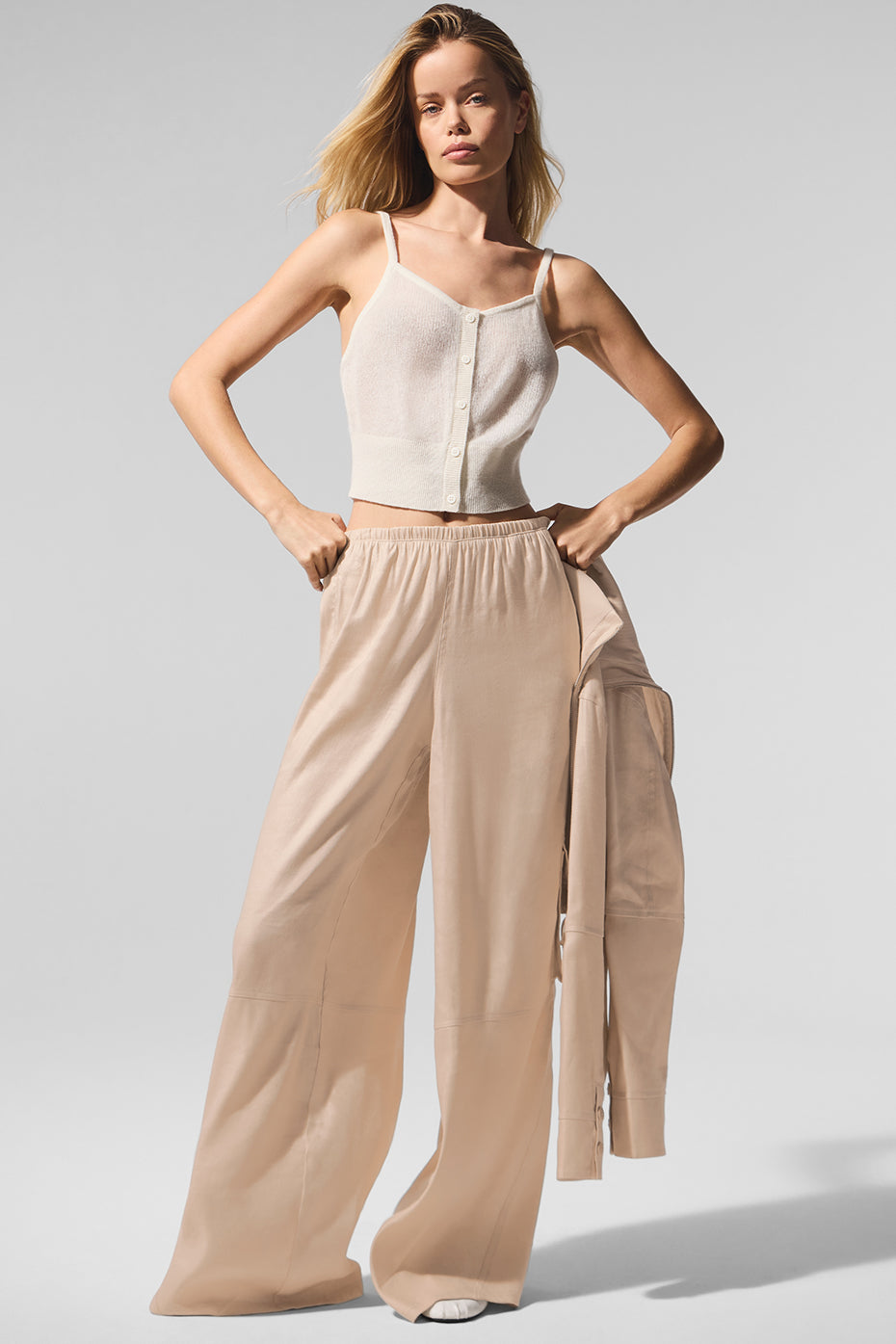 Linen Getaway Cargo Wide Leg Pant - Macadamia - Image 5