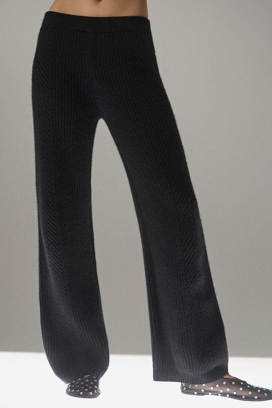 Winter Magic Cashmere Wide Leg Pant - Black - Image 2
