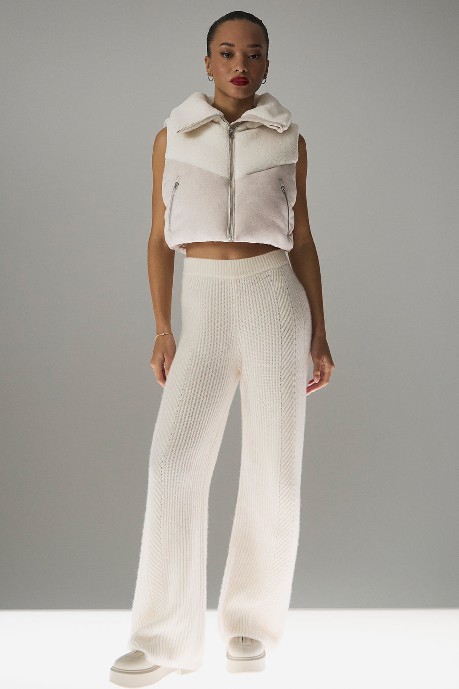 Winter Magic Cashmere Wide Leg Pant - Ivory - Image 5