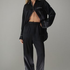 Courchevel Silk Pant - Black/Ivory