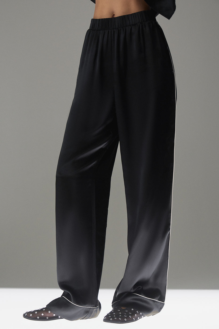 Courchevel Silk Pant - Black/Ivory - Image 2