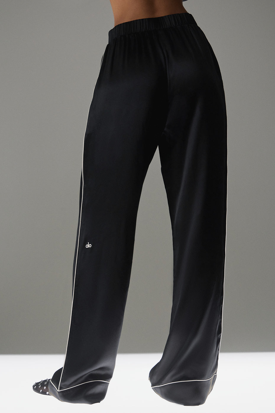 Courchevel Silk Pant - Black/Ivory - Image 3