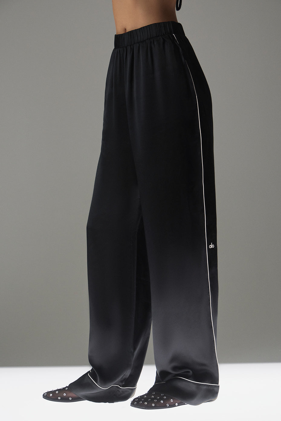 Courchevel Silk Pant - Black/Ivory - Image 4