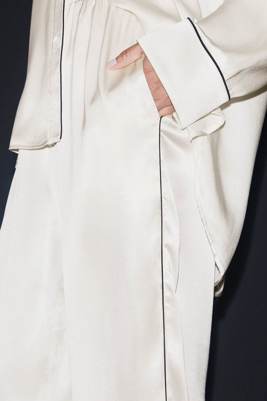 Courchevel Silk Pant - Ivory/Black - Image 4