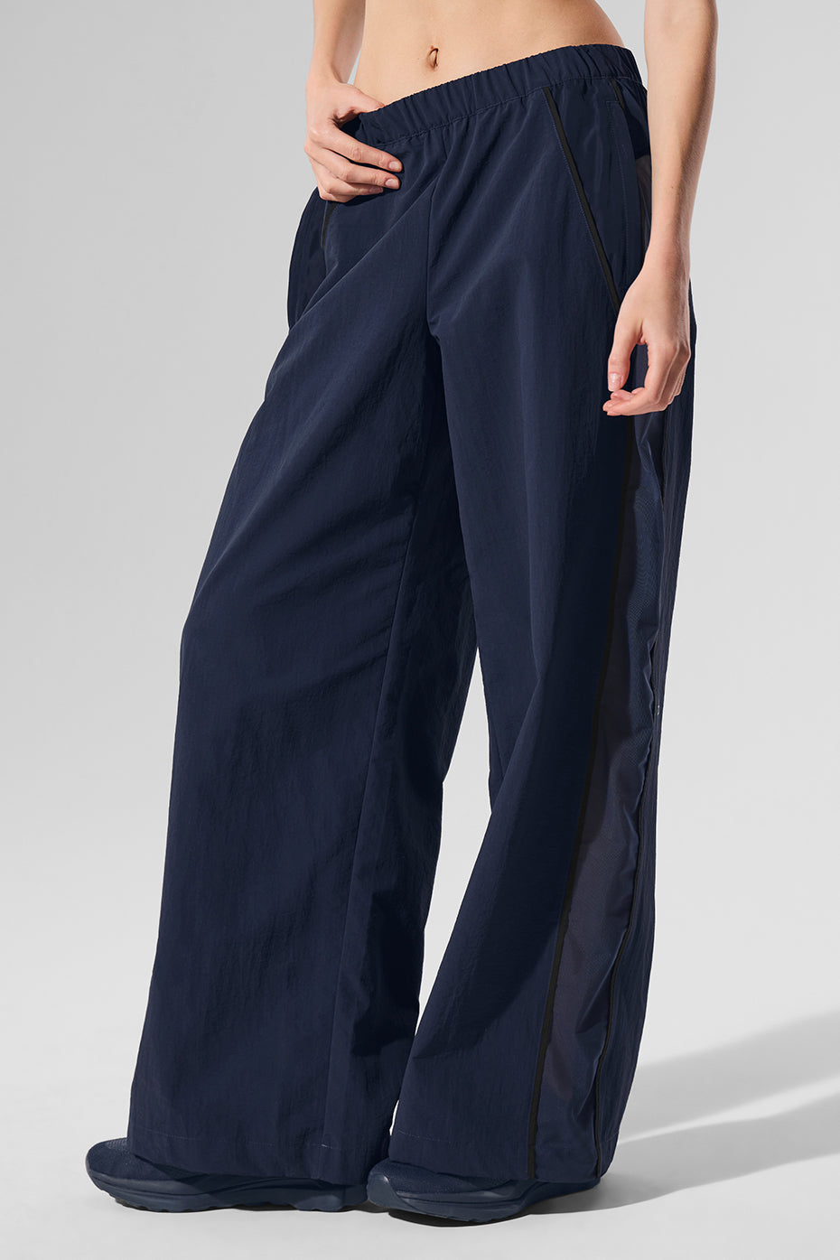 High-Waist Origin Wide Leg Track Pant - Navy/Black - Image 4