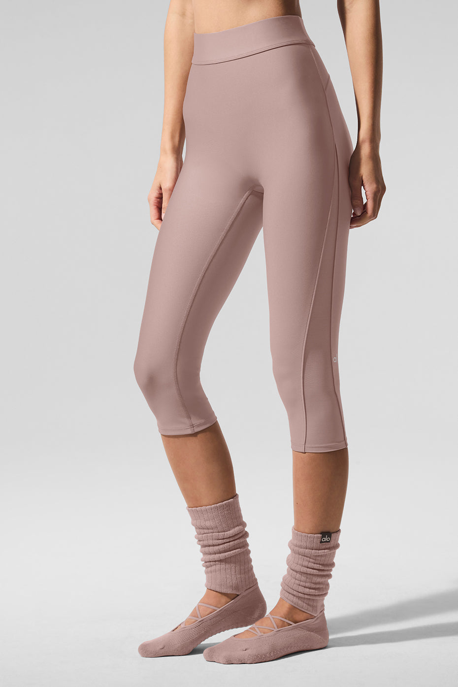 Airlift Mesh High-Waist Just Right Capri - Taupe - Image 2