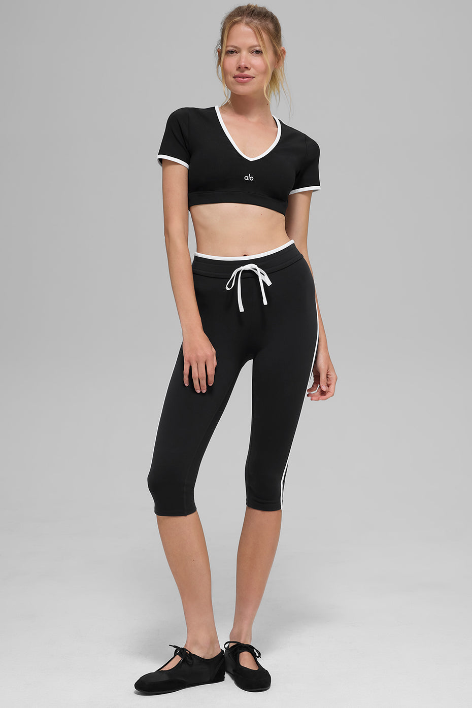 Airbrush High-Waist Race Pace Capri - Black/White - Image 6
