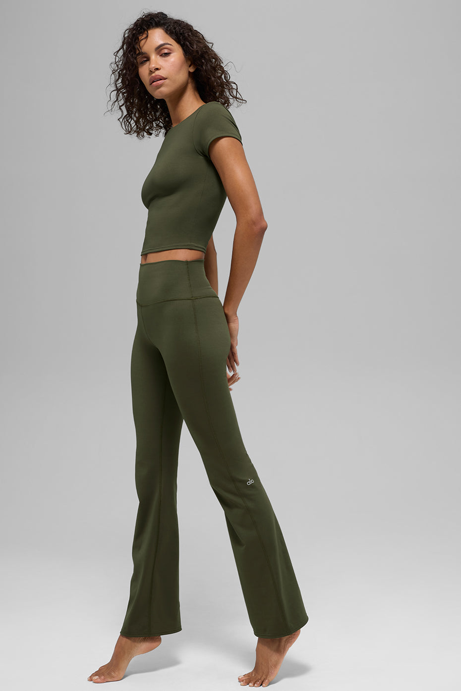 ALO Softsculpt High-Waist Bootcut Legging - Green Olive - Image 5