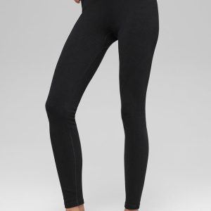 Seamless High-Waist Two Tone Rib Legging - Black