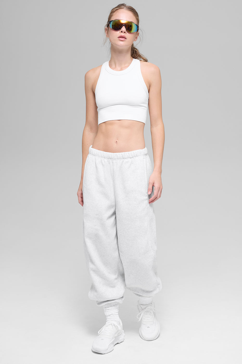 Polar Fleece High-Waist Retreat Jogger - White Heather Grey - Image 5