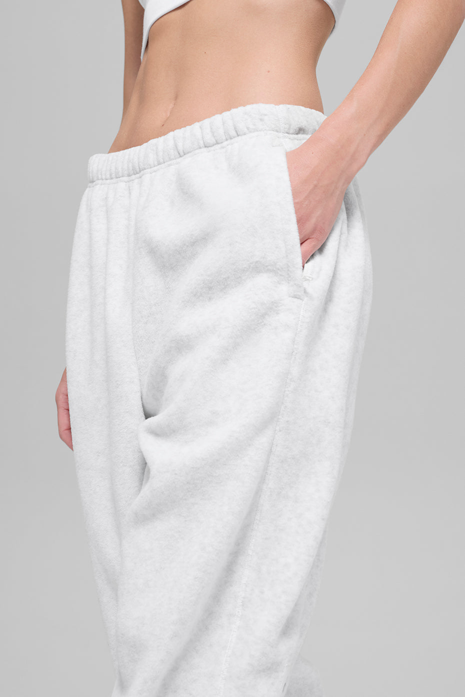 Polar Fleece High-Waist Retreat Jogger - White Heather Grey - Image 2