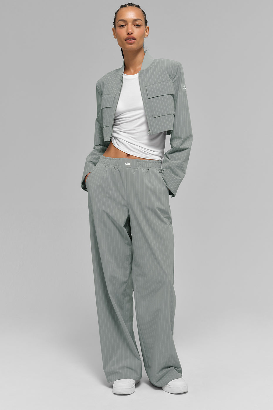 Pinstripe Daylight Boxer Pant (Long) - Lunar Grey/White - Image 4
