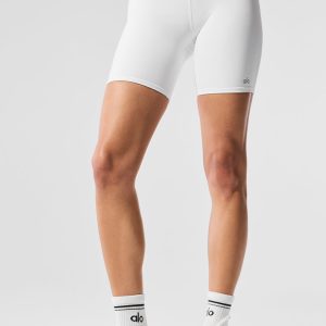 7 High-Waist Biker Short - White