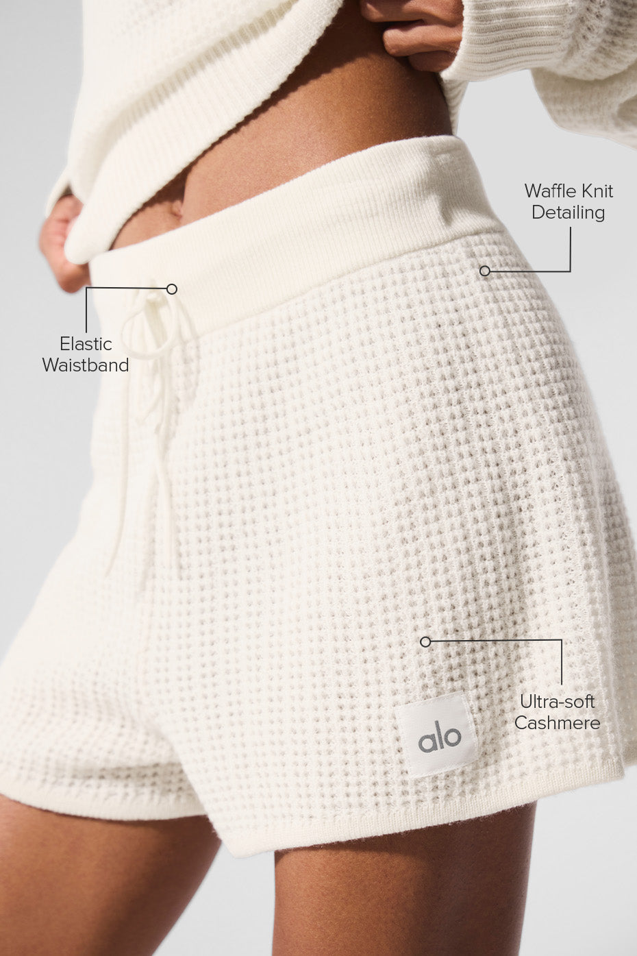 Cashmere High-Waist Plush Waffle Short - Ivory - Image 2