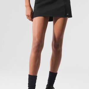 Airbrush High-Waist Good Form Tennis Skirt - Black