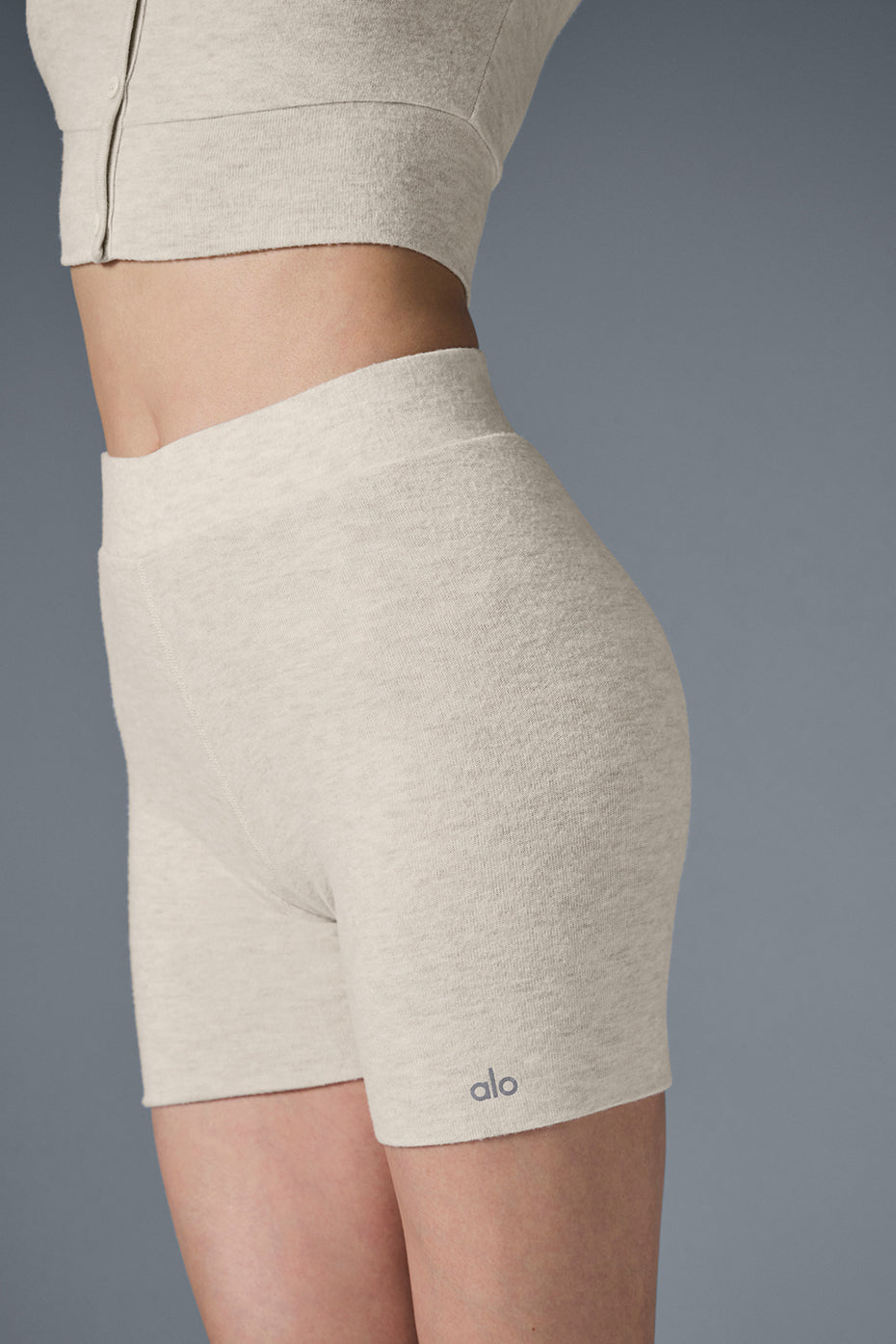 Alolux High-Waist Me Time Short - Oatmeal Heather - Image 3
