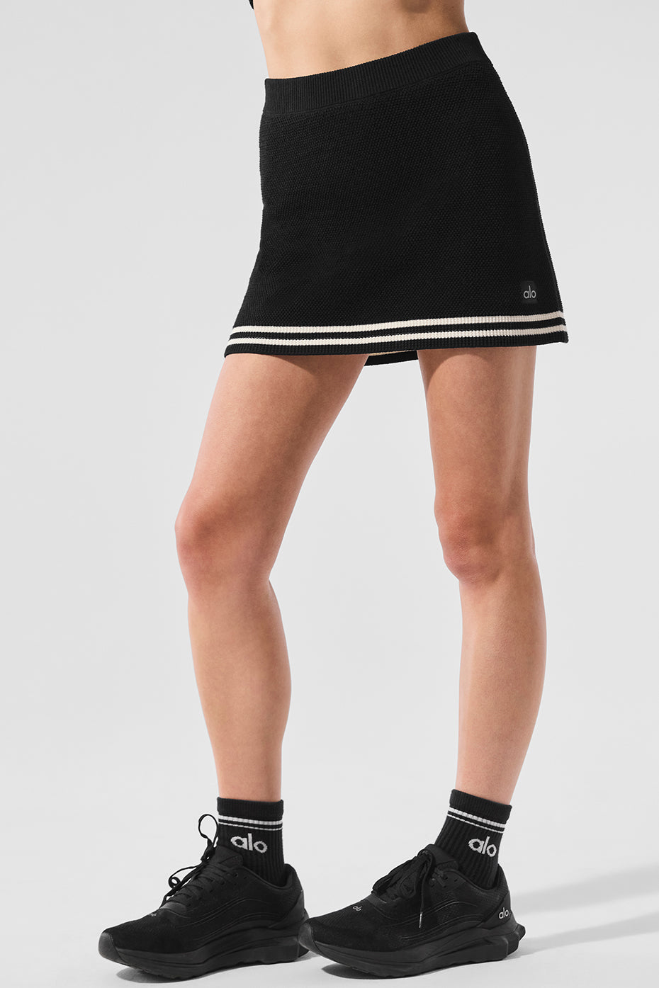 Tennis Club Sweater Knit Skirt - Black/Ivory - Image 4