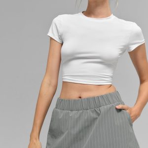 Pinstripe Daylight Mini Skirt - Lunar Grey/White