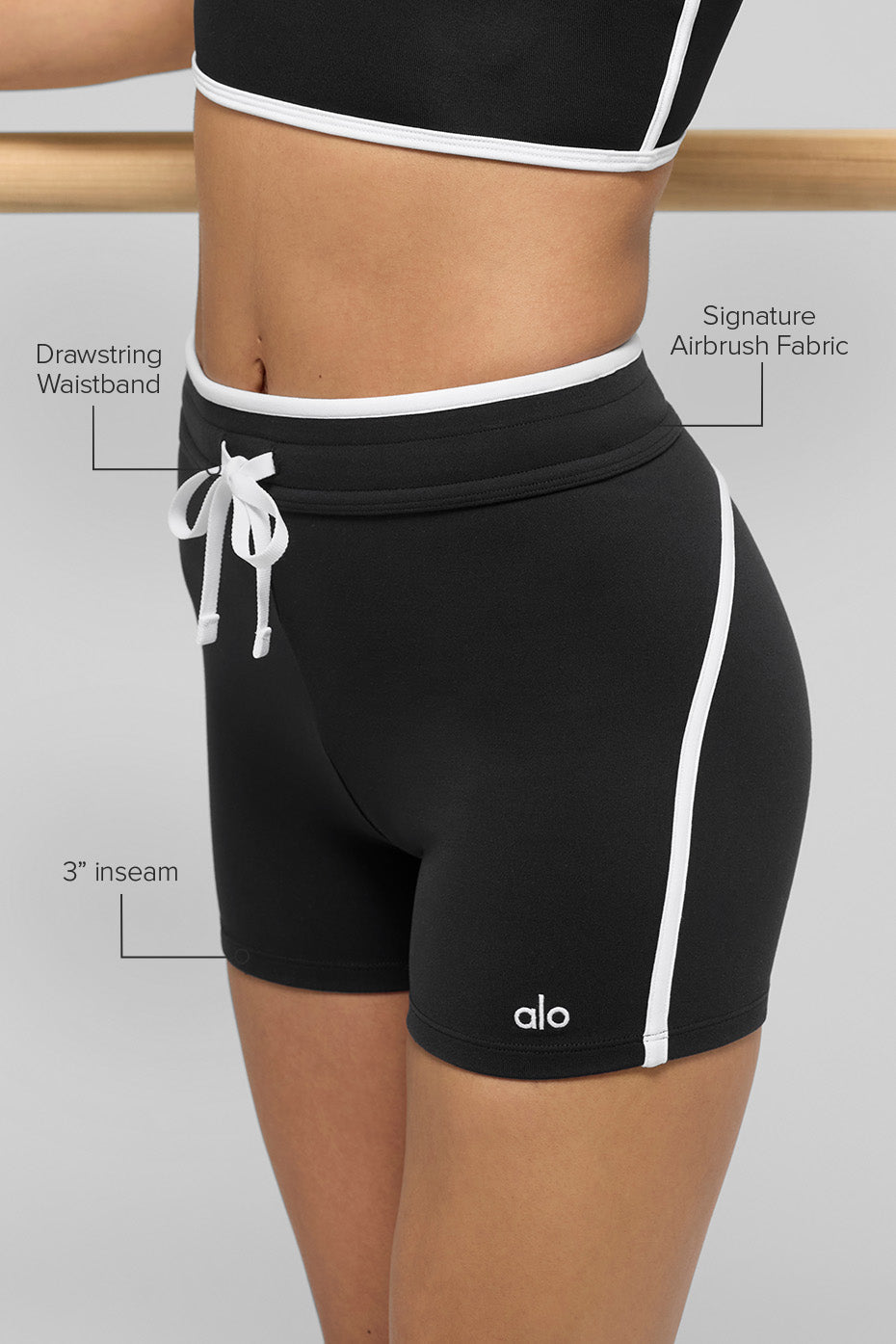 4 Airbrush High-Waist Race Pace Short - Black/White - Image 2