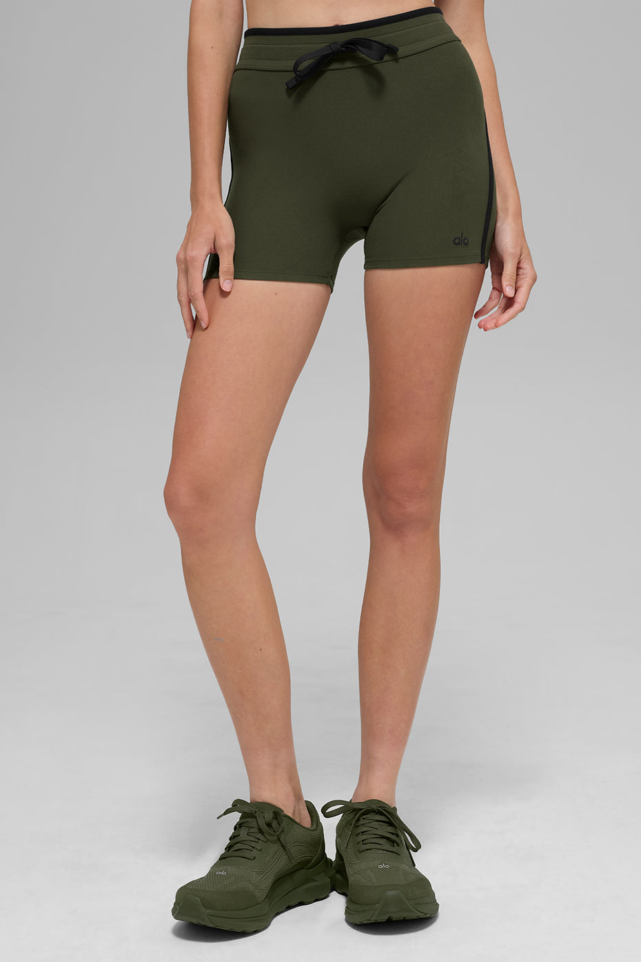 4 Airbrush High-Waist Race Pace Short - Green Olive/Black - Image 4