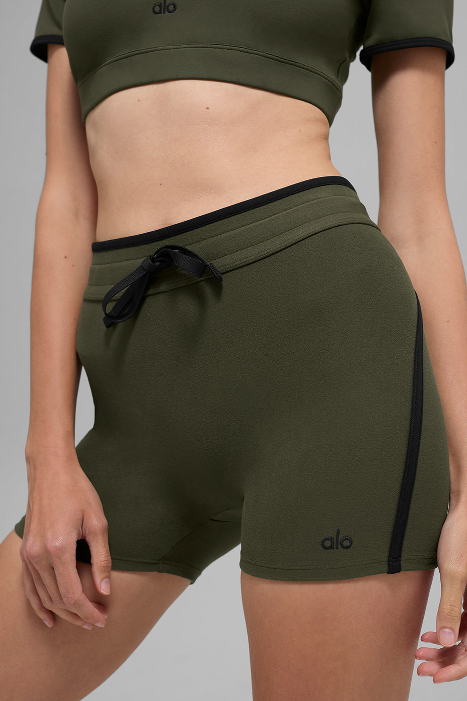4 Airbrush High-Waist Race Pace Short - Green Olive/Black - Image 2