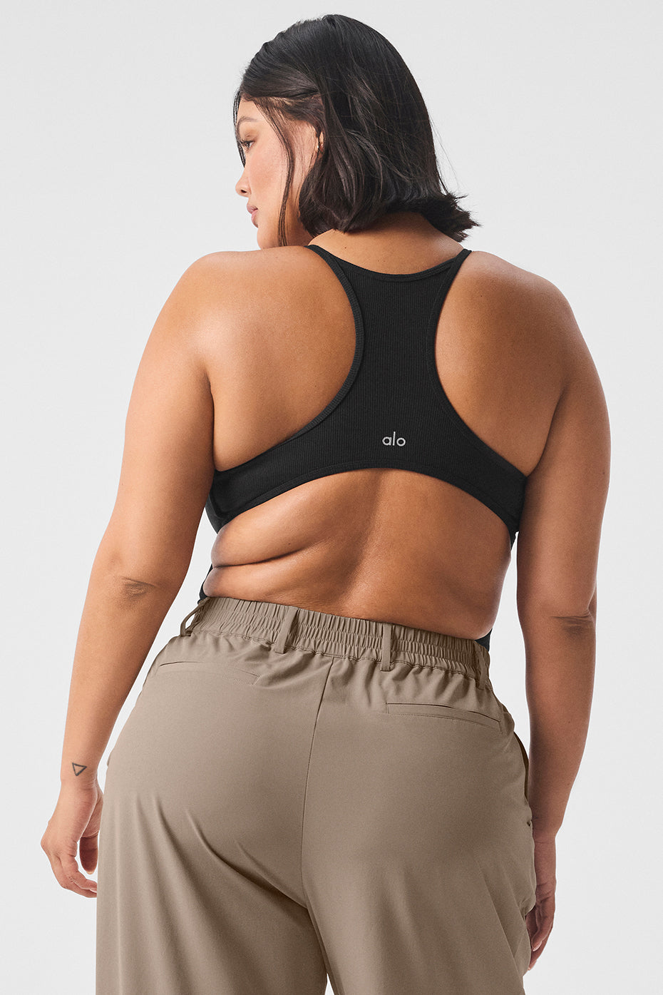 Ribbed Half-Court Bodysuit - Black - Image 6