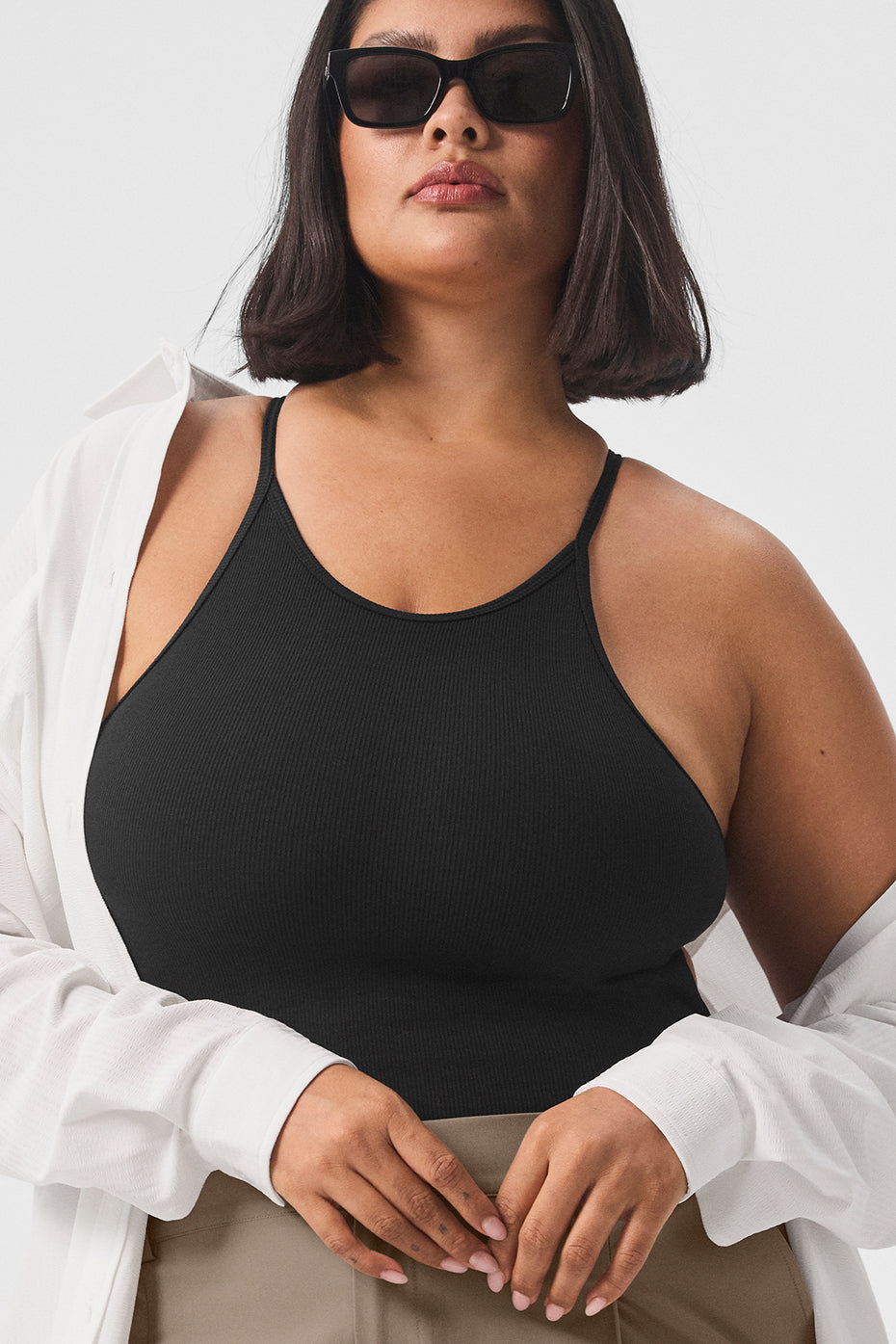 Ribbed Half-Court Bodysuit - Black - Image 7