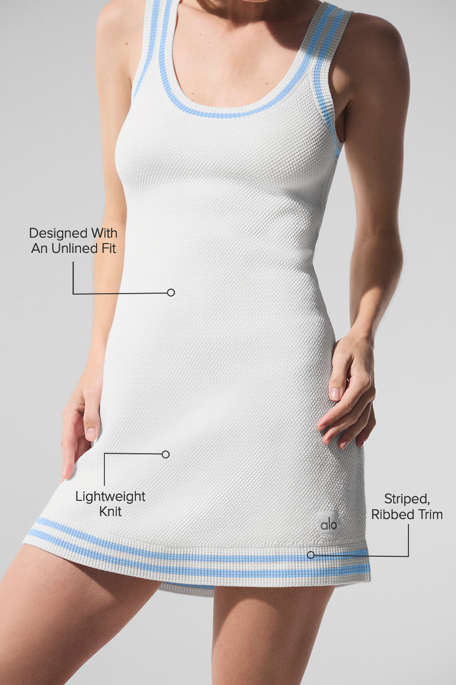 Tennis Club Sweater Knit Dress - White/Seashell Blue - Image 2
