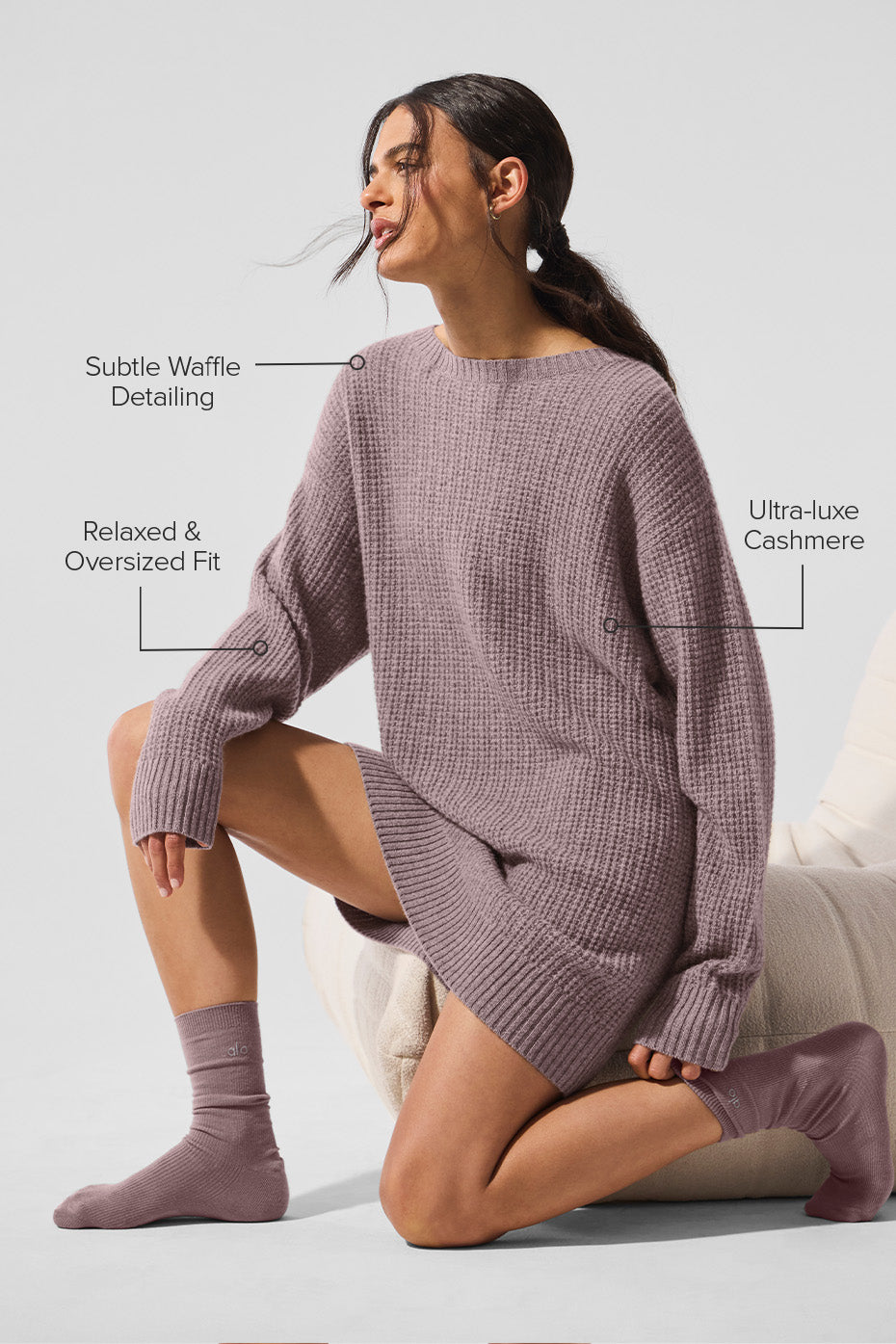 Cashmere Plush Waffle Dress - Mushroom Heather - Image 2