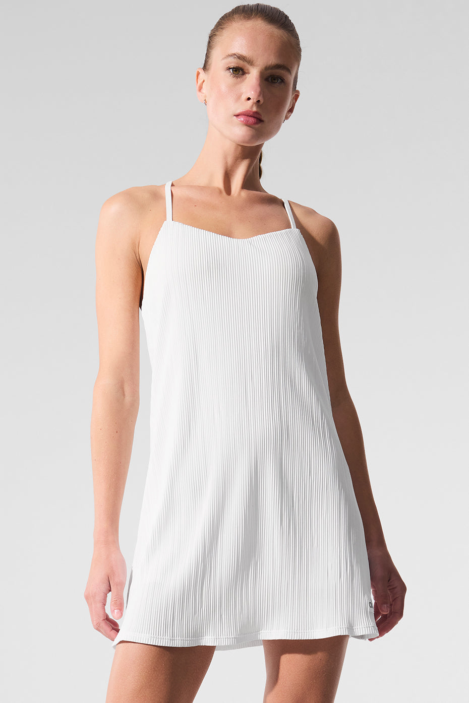 Micro Plisse Game On Tennis Dress - White - Image 5