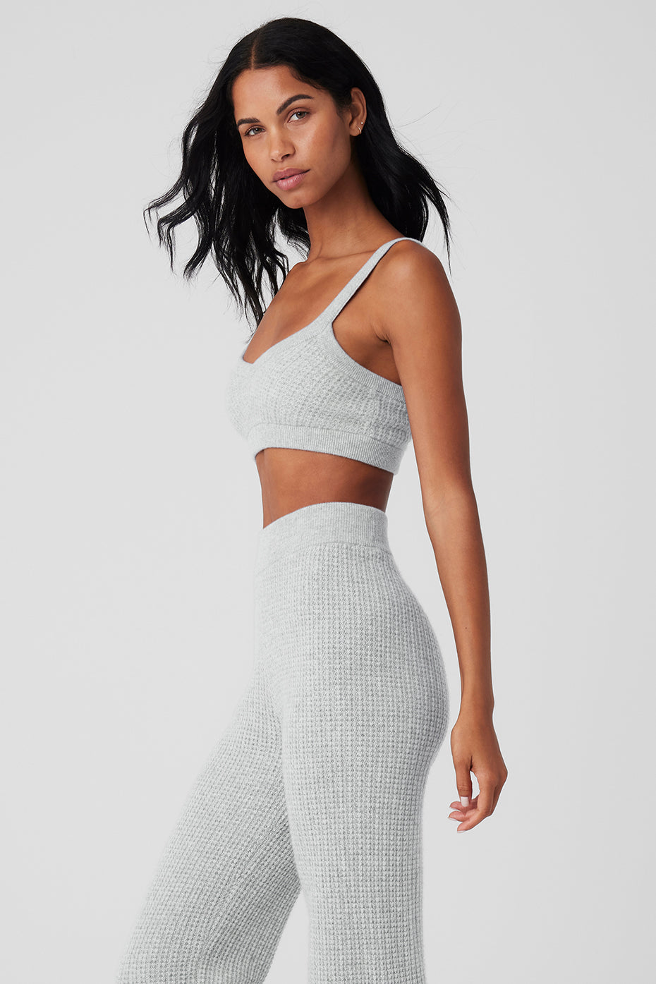 Cashmere Plush Waffle V-Neck Bra - Athletic Heather Grey - Image 4