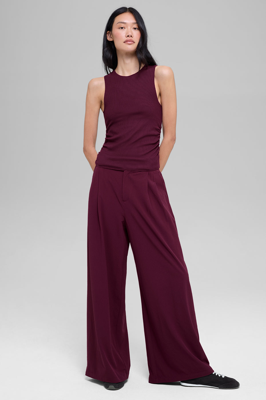 Ribbed En Pointe Tank - Burgundy - Image 5