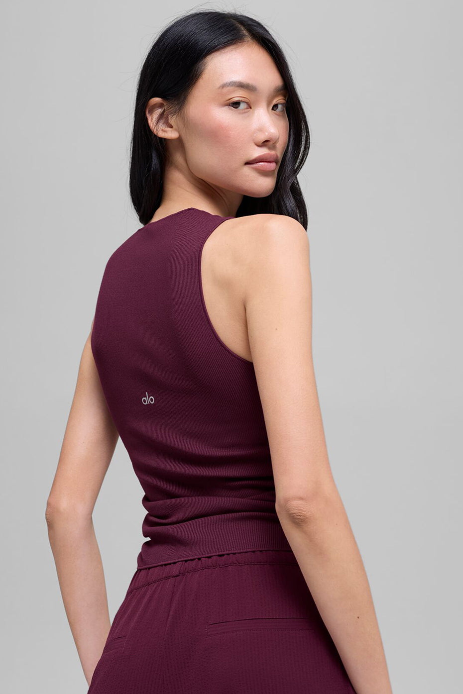 Ribbed En Pointe Tank - Burgundy - Image 4