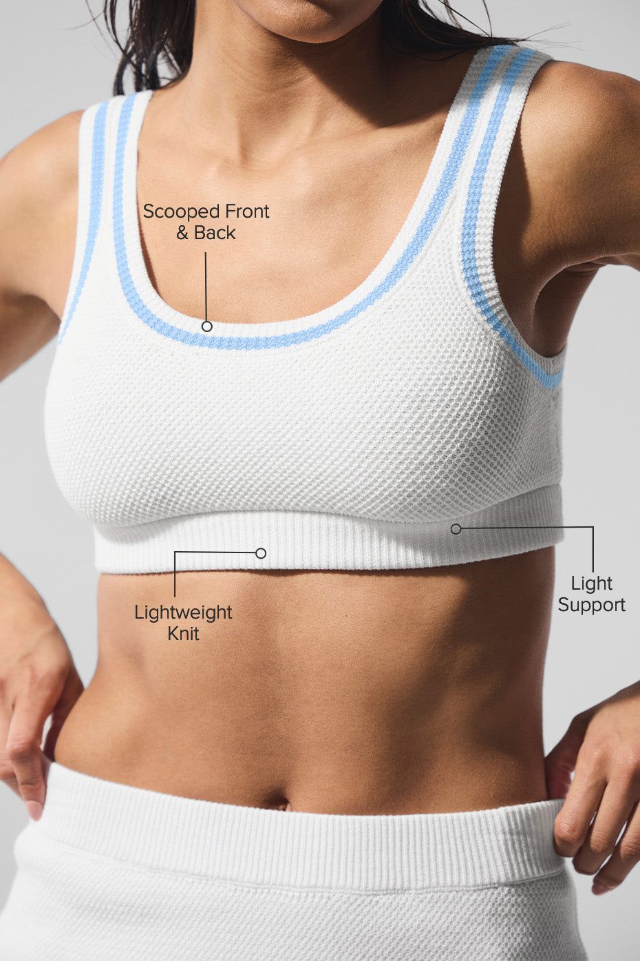 Tennis Club Sweater Knit Bra - White/Seashell Blue - Image 2