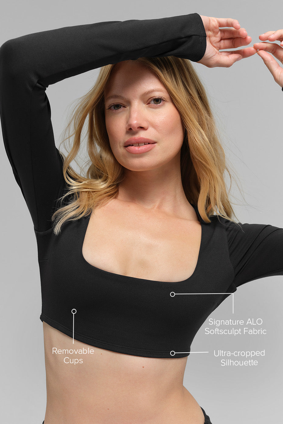 ALO Softsculpt Precision Long Sleeve Bra - Black - Image 2